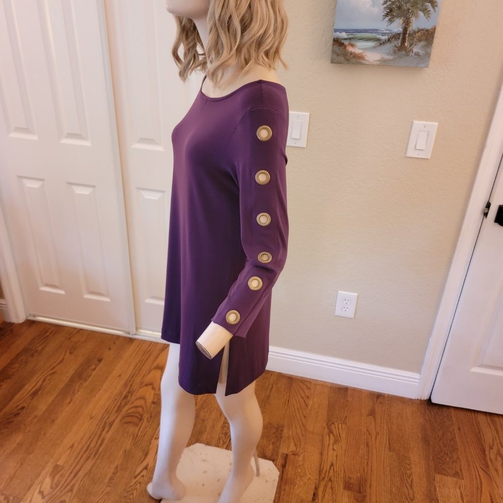 Eva Varro Plum Purple Long Tunic with Grommets Size M Medium EXC